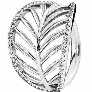 NWT Pandora Sterling Silver RETIRED Tropical Palm Ring Size 5 190952CZ-50